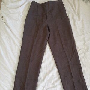Brown Petite Straight Leg Trouser Pants
